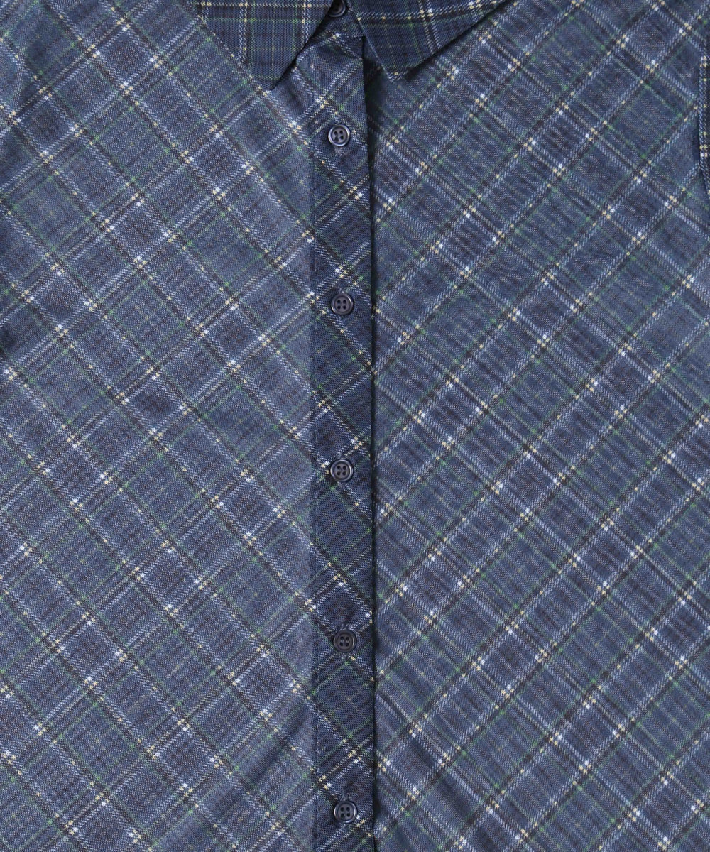 シアー半袖チェックシャツ