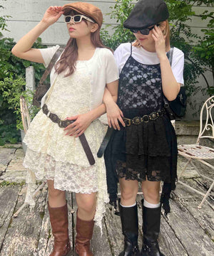 レースヘムキャミワンピース