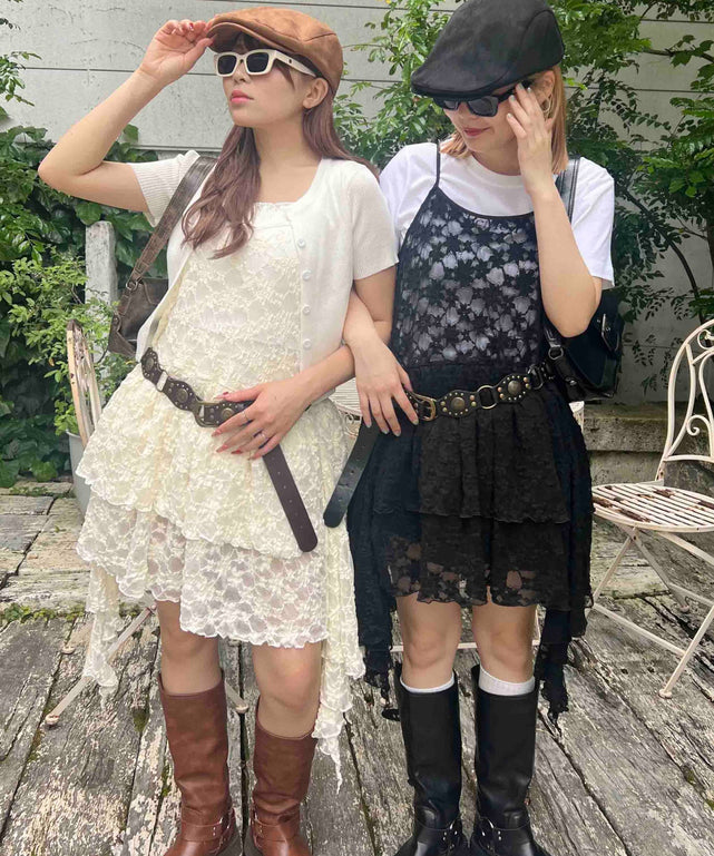 レースヘムキャミワンピース