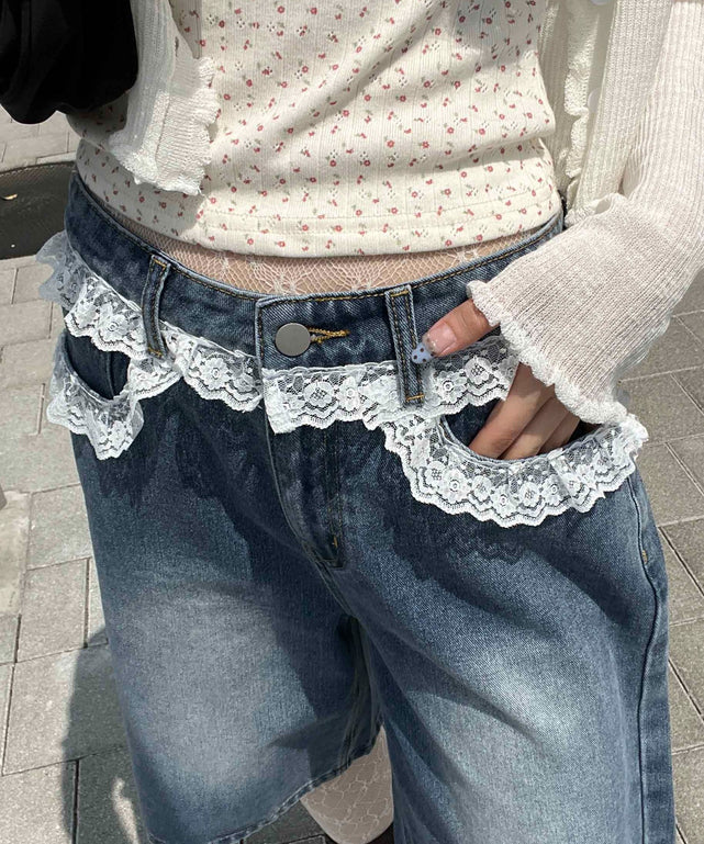 lace half pants レース カラーレースハーフレギンス – juday