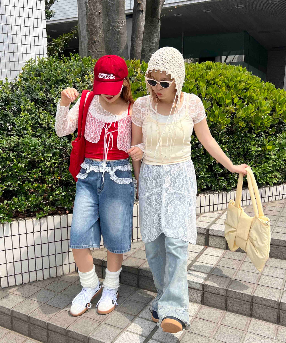 レースデザインハーフパンツ