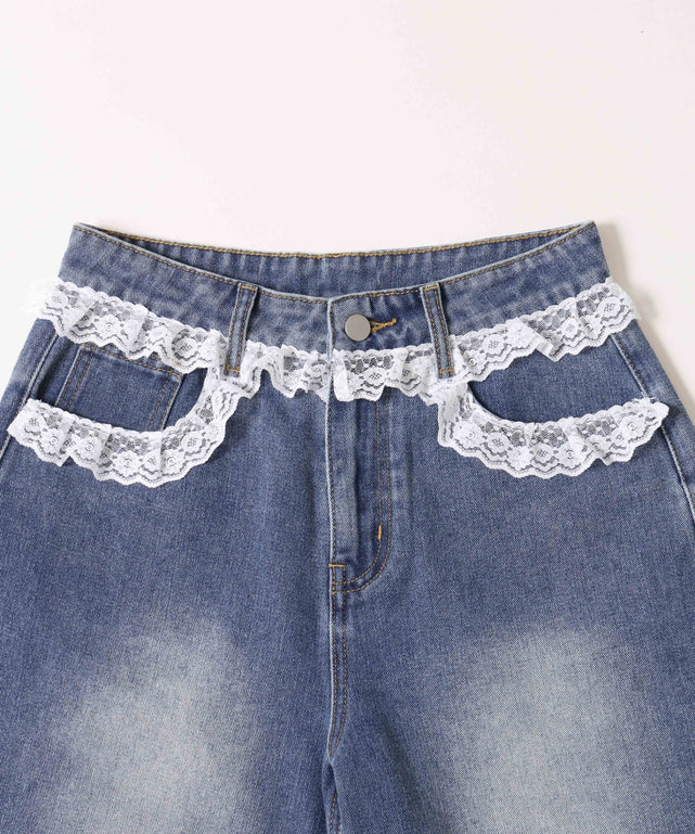 レースデザインハーフパンツ