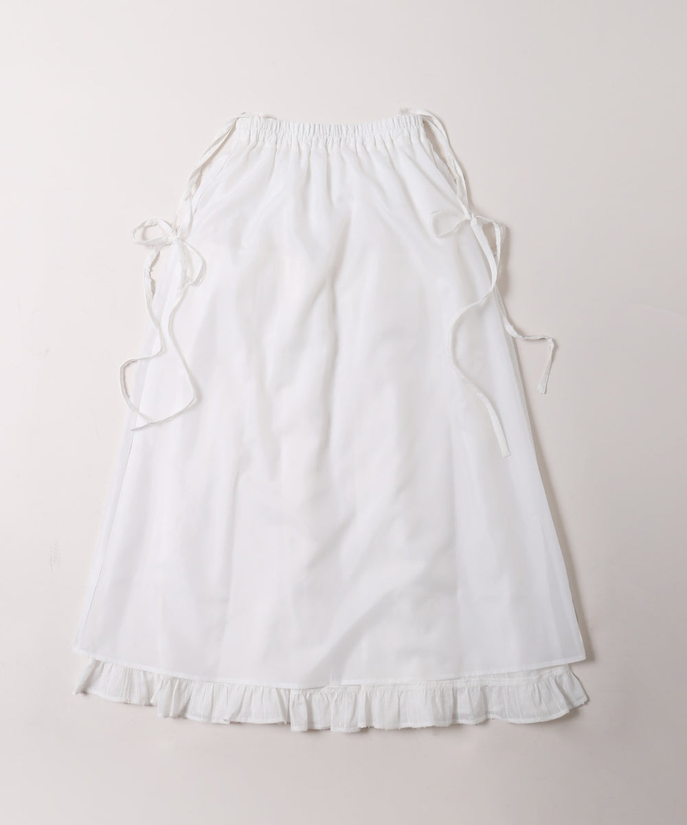 ショルダーリボンコットンレースロングスカート