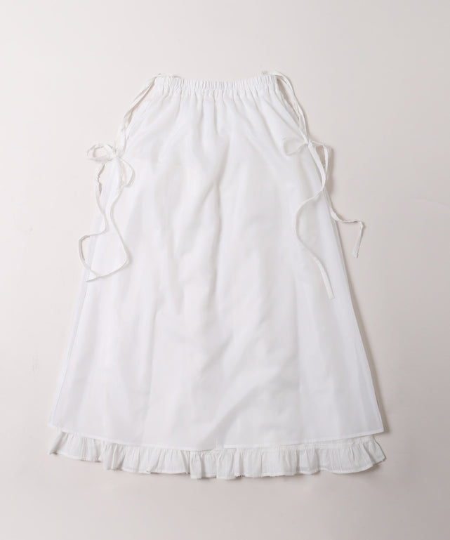 ショルダーリボンコットンレースロングスカート