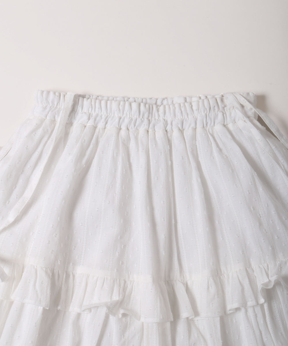 ショルダーリボンコットンレースロングスカート