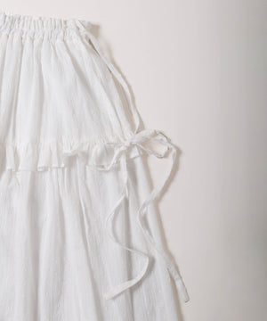 ショルダーリボンコットンレースロングスカート