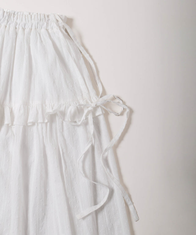 ショルダーリボンコットンレースロングスカート