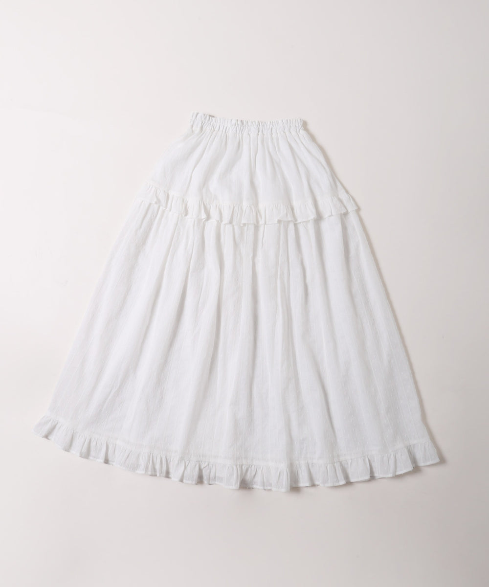 ショルダーリボンコットンレースロングスカート