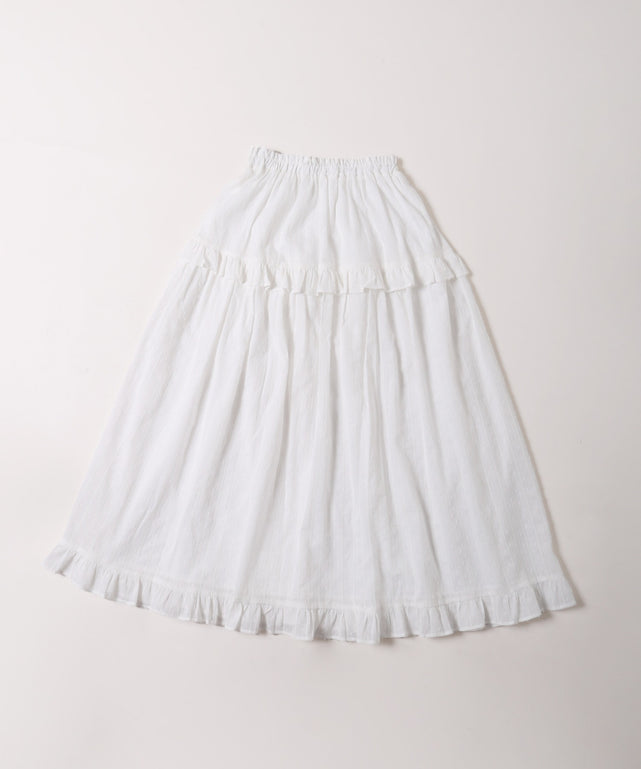 ショルダーリボンコットンレースロングスカート