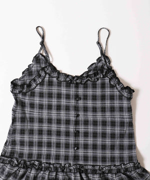 フリルキリカエチェックキャミワンピース