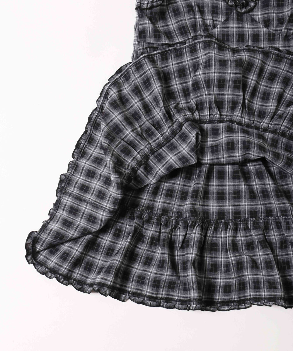 フリルキリカエチェックキャミワンピース