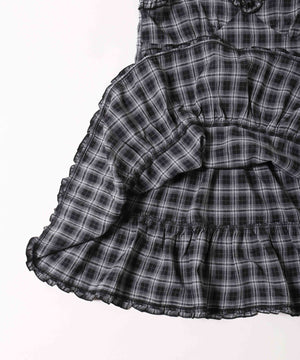 フリルキリカエチェックキャミワンピース