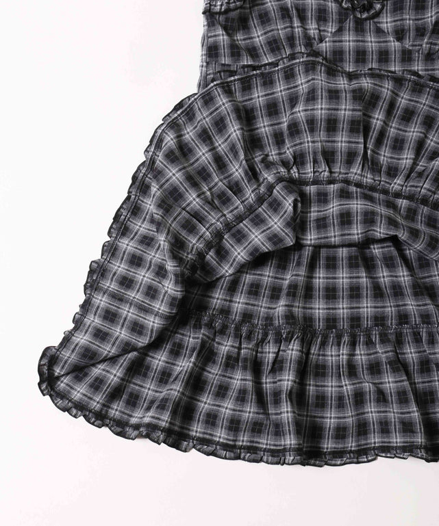 フリルキリカエチェックキャミワンピース