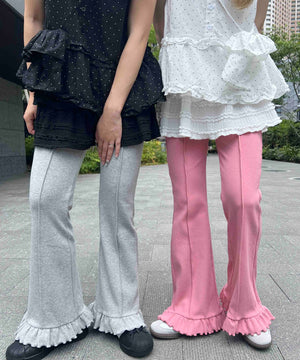 無地フリルフレアパンツ