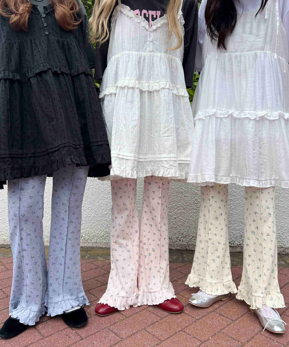 フラワーフリルフレアパンツ