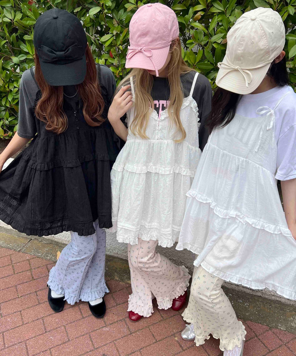 フラワーフリルフレアパンツ