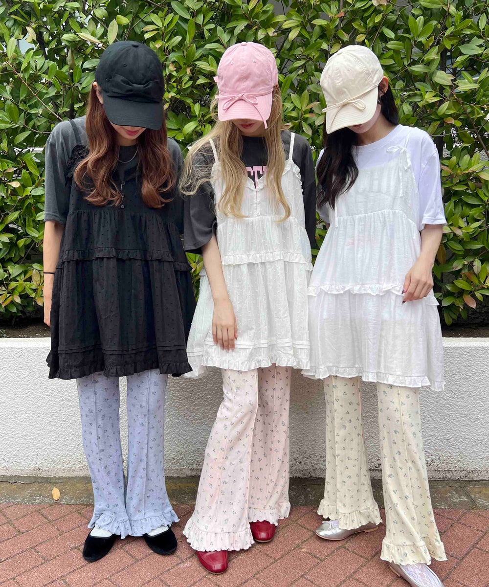 フラワーフリルフレアパンツ