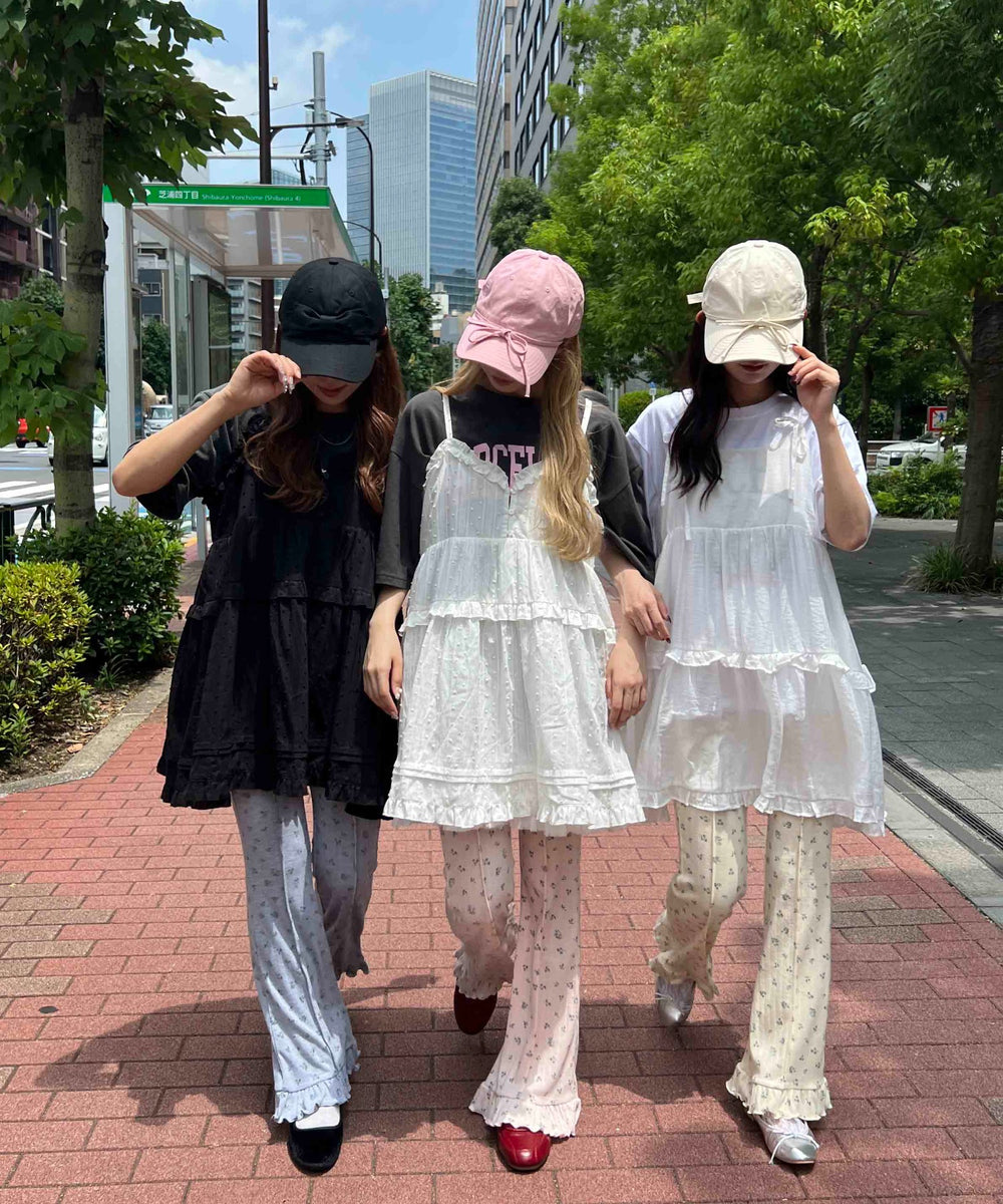 フラワーフリルフレアパンツ