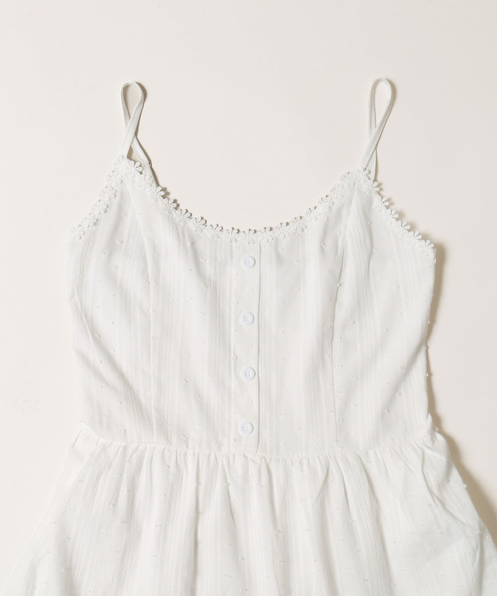 コットンレースロングキャミワンピース