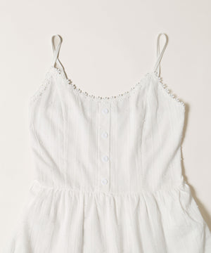 コットンレースロングキャミワンピース