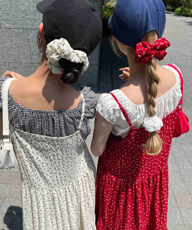 シュシュセットフラワーロングキャミワンピース