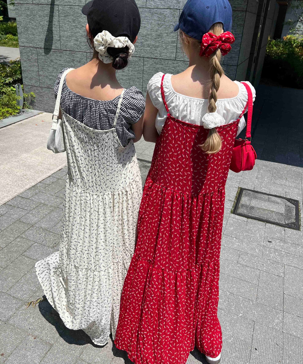 シュシュセットフラワーロングキャミワンピース