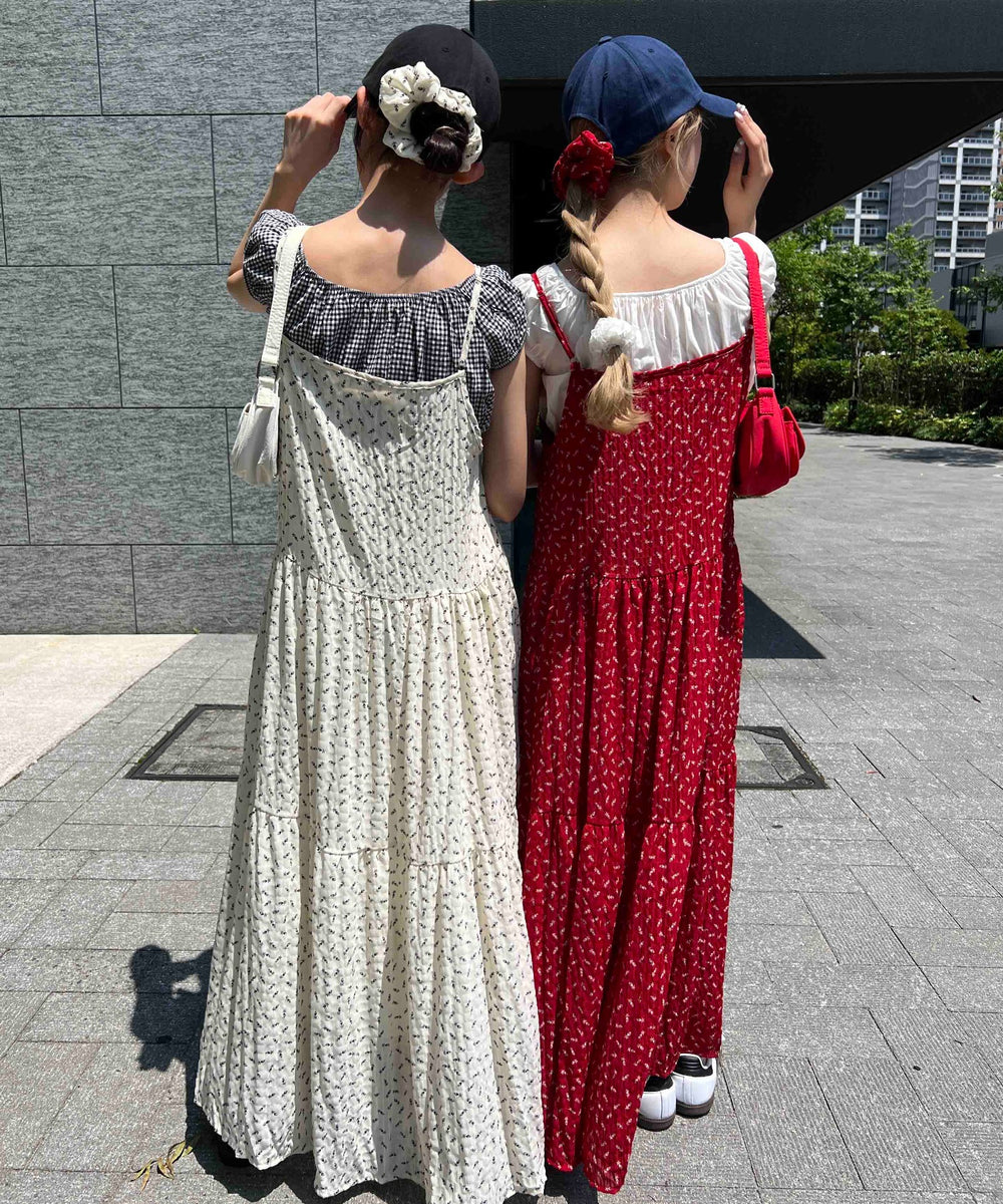 シュシュセットフラワーロングキャミワンピース