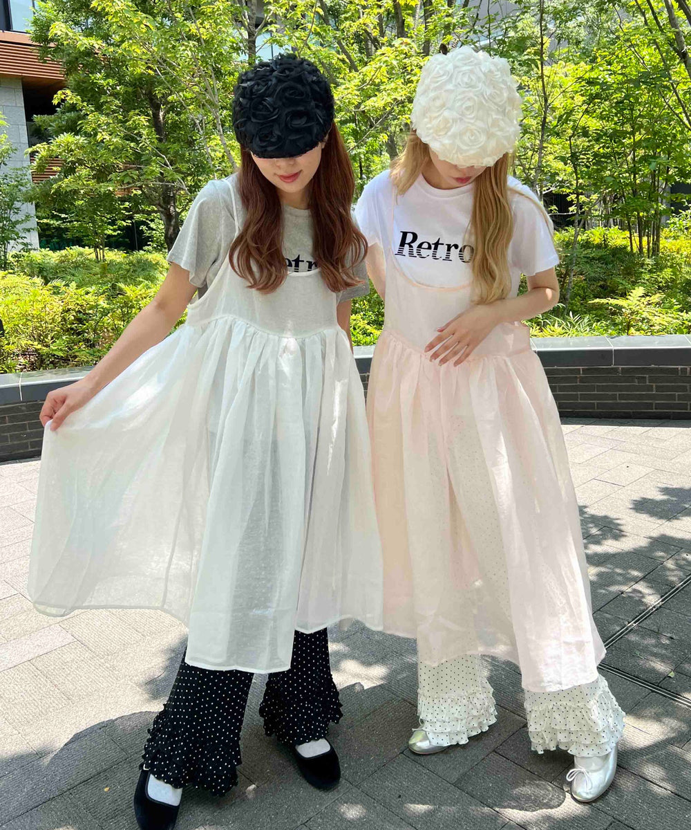 ボリュームシアーロングキャミワンピ