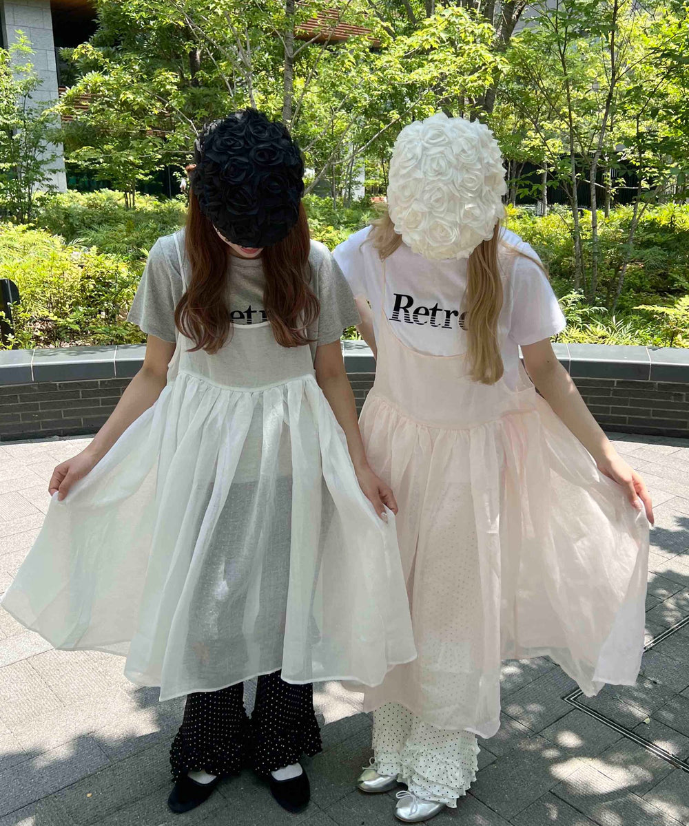 ボリュームシアーロングキャミワンピ