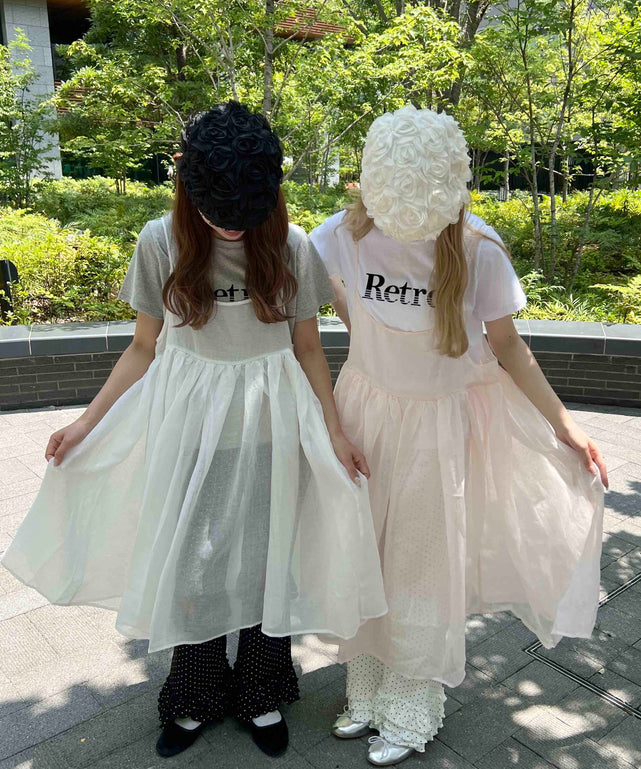 ボリュームシアーロングキャミワンピ