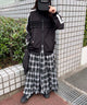 オンブレチェックティアードロングスカート