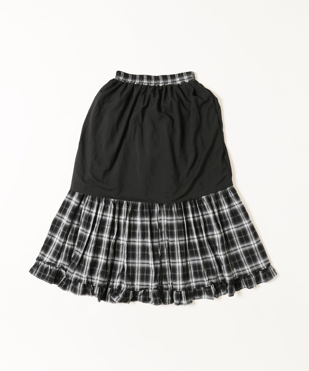 オンブレチェックティアードロングスカート