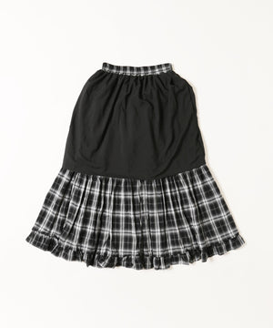 オンブレチェックティアードロングスカート