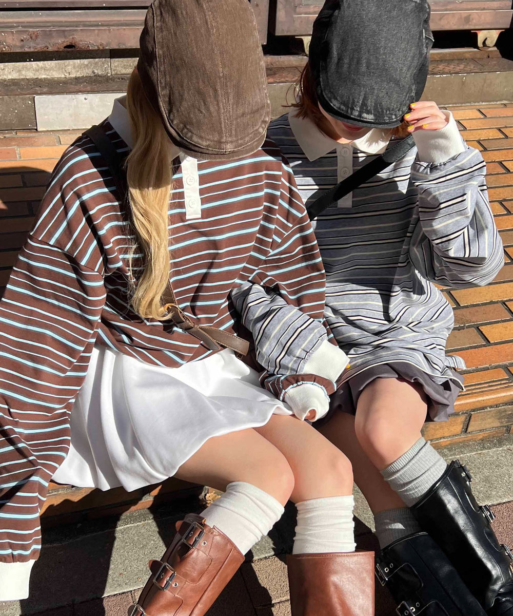 マルチボーダービッグポロシャツ