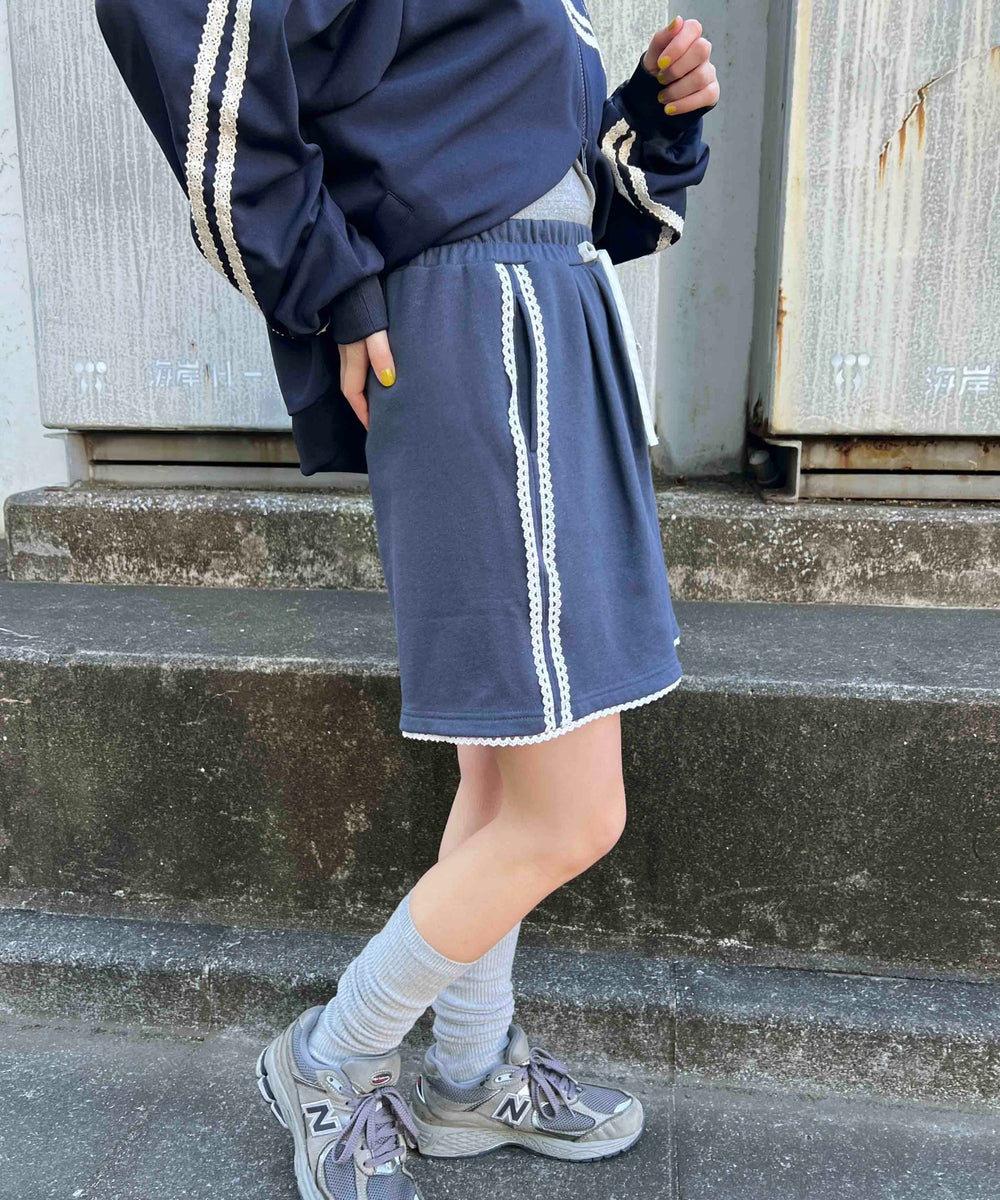 レースパイピングハーフパンツ