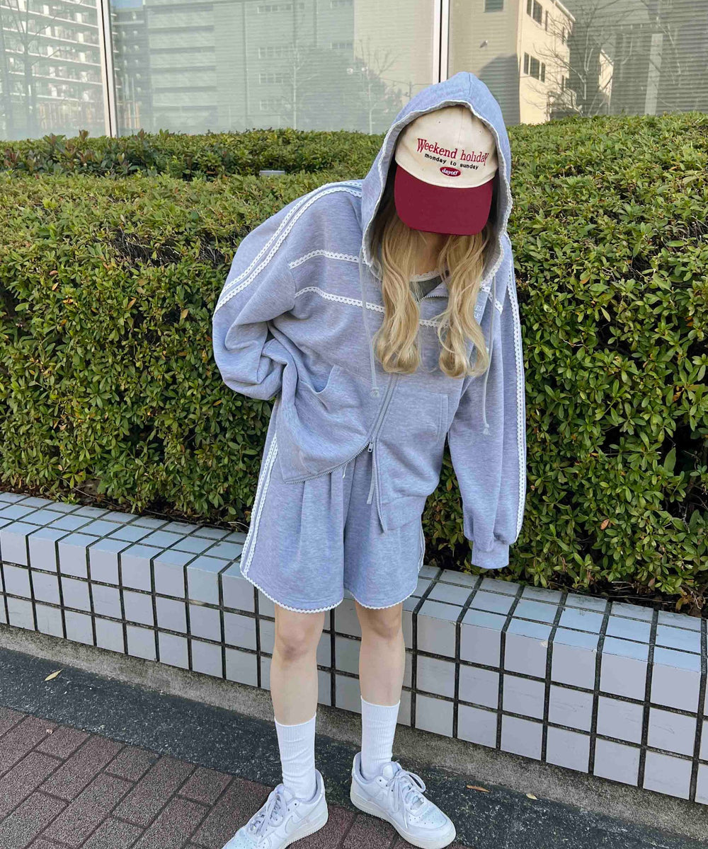 レースパイピングハーフパンツ