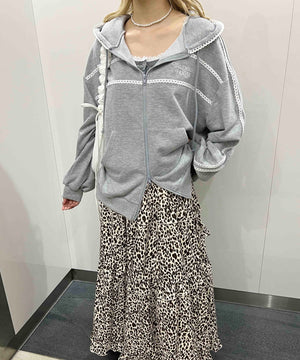 レースパイピングジップパーカー