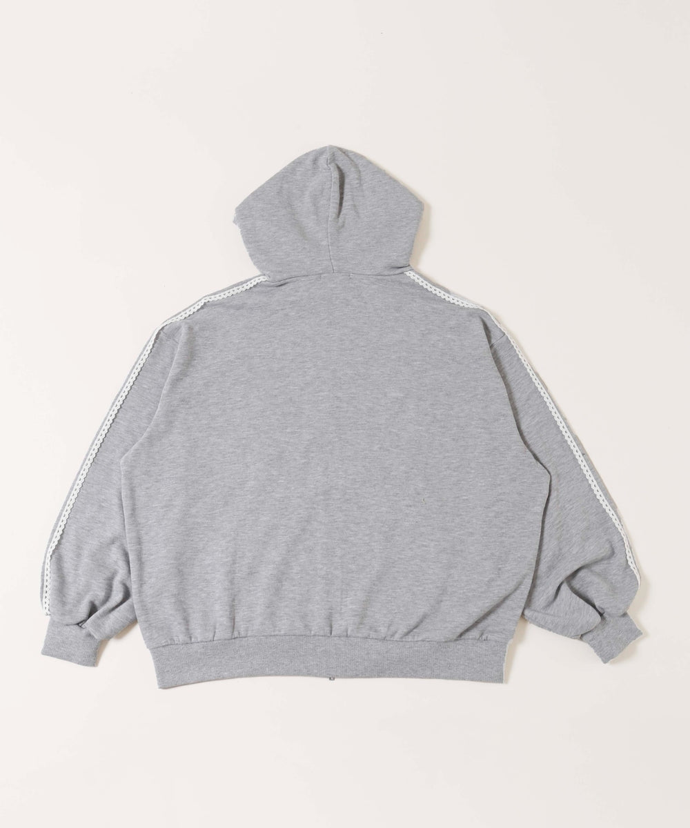 レースパイピングジップパーカー