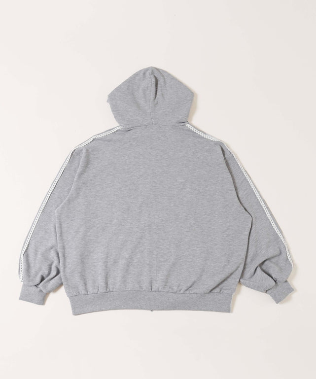 レースパイピングジップパーカー