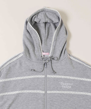 レースパイピングジップパーカー