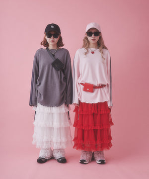 サイドドロスト2ラインワッフルロンT