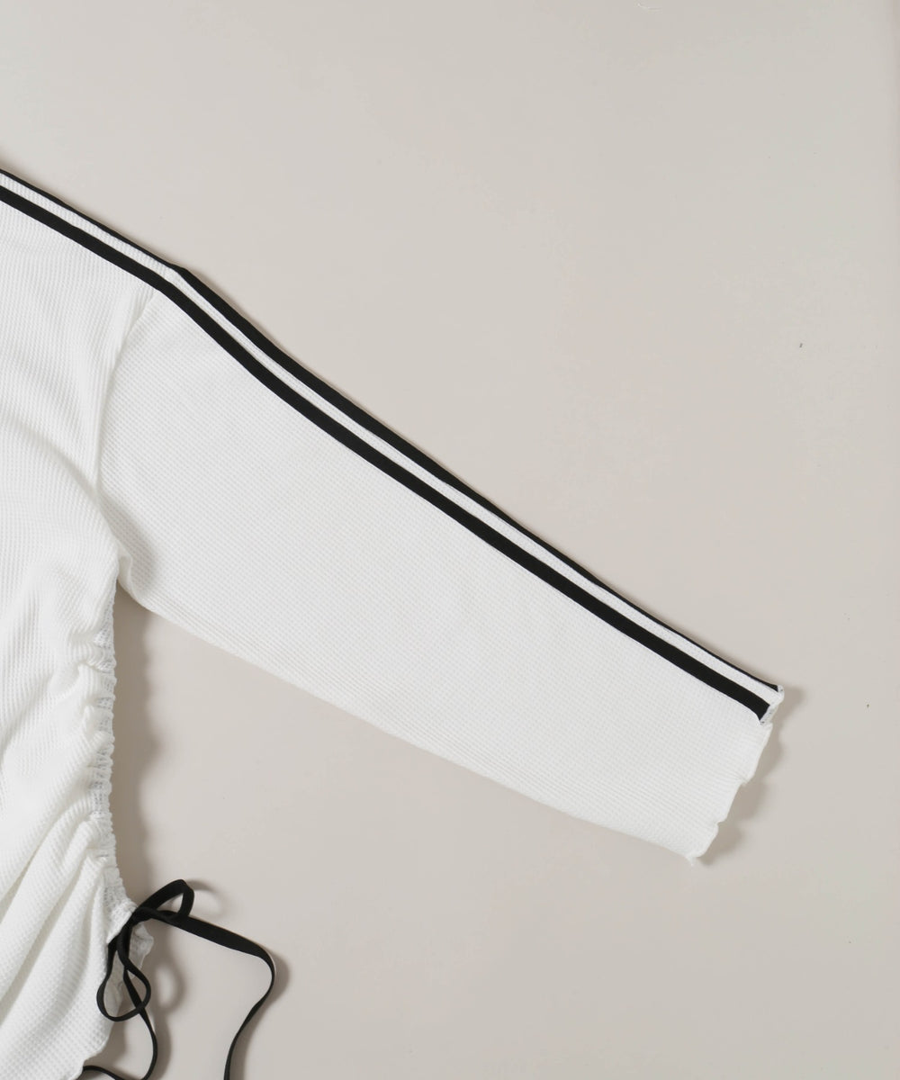 サイドドロスト2ラインワッフルロンT