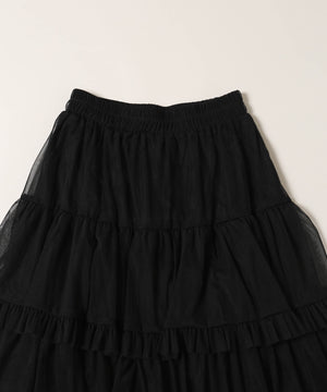 チュールティアードロングスカート