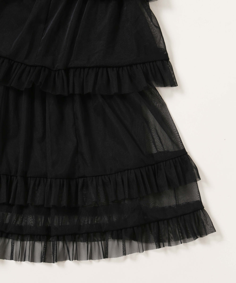 チュールティアードロングスカート