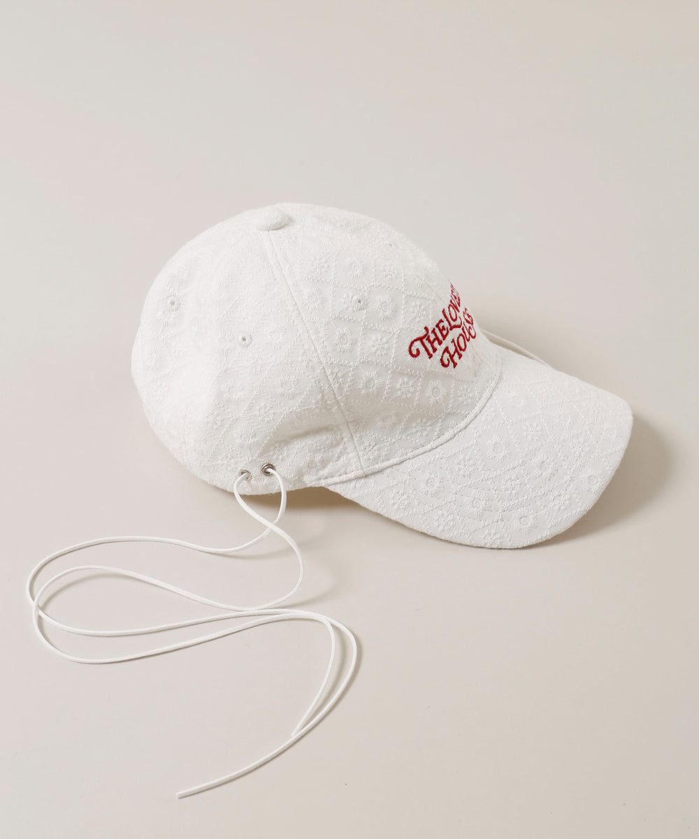 サイドリボンコットンレースキャップ