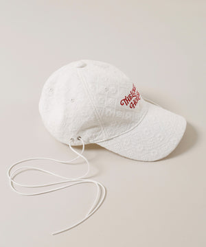 サイドリボンコットンレースキャップ