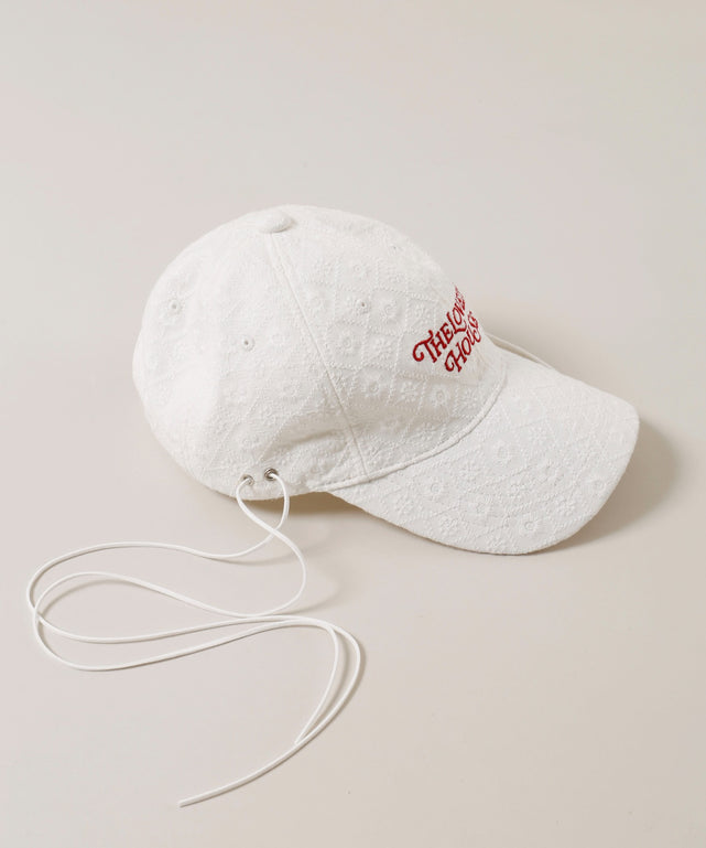 サイドリボンコットンレースキャップ