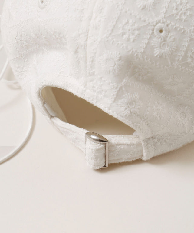 サイドリボンコットンレースキャップ