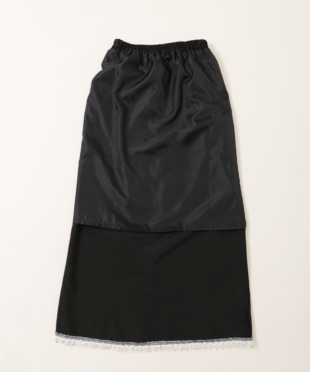 シアーエプロンセットサテンロングスカート