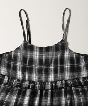 ネルチェックロングキャミワンピース